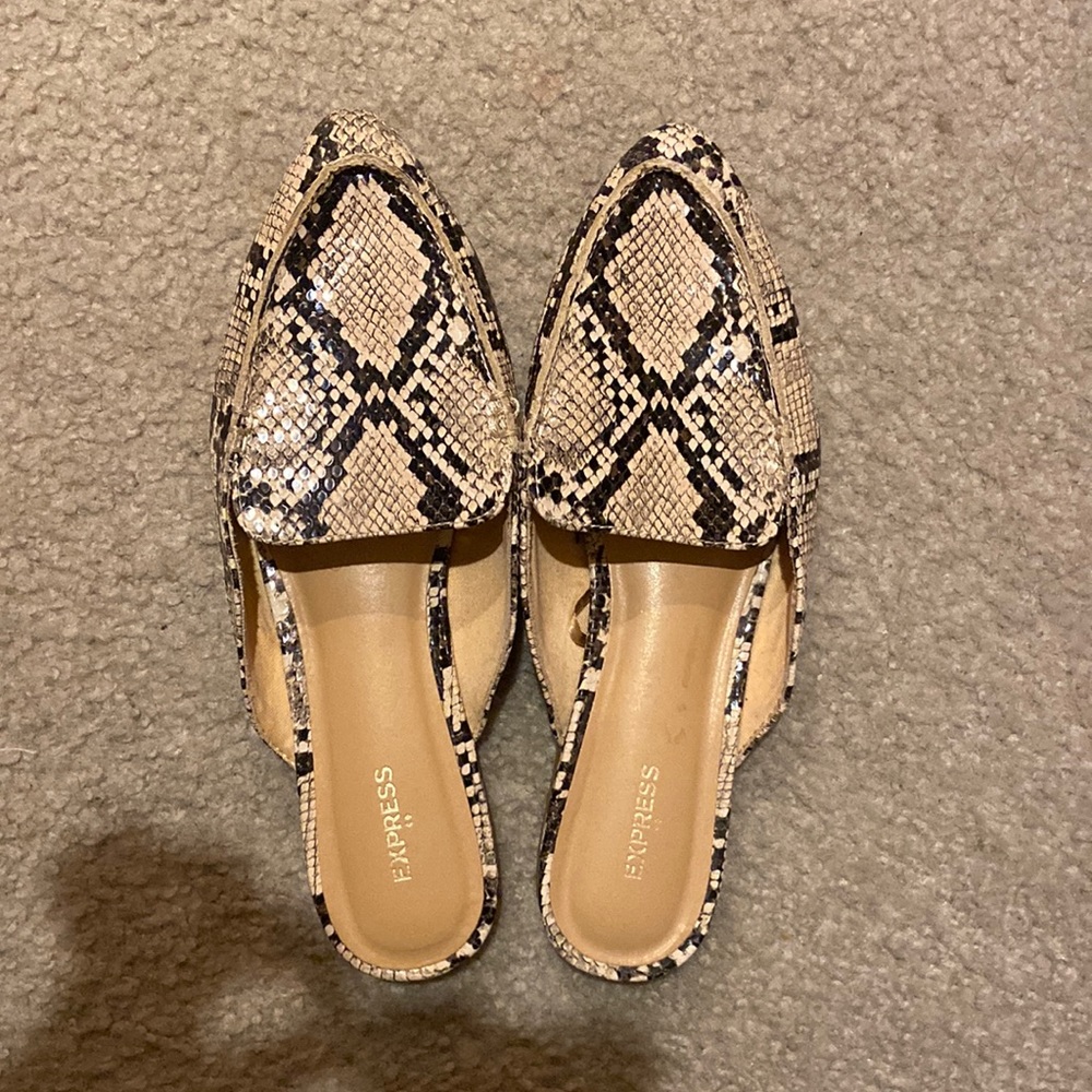 Express Snakeskin Mules
